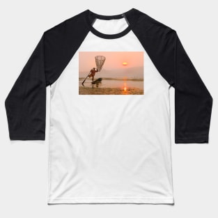 Inle Lake Sunset. Baseball T-Shirt